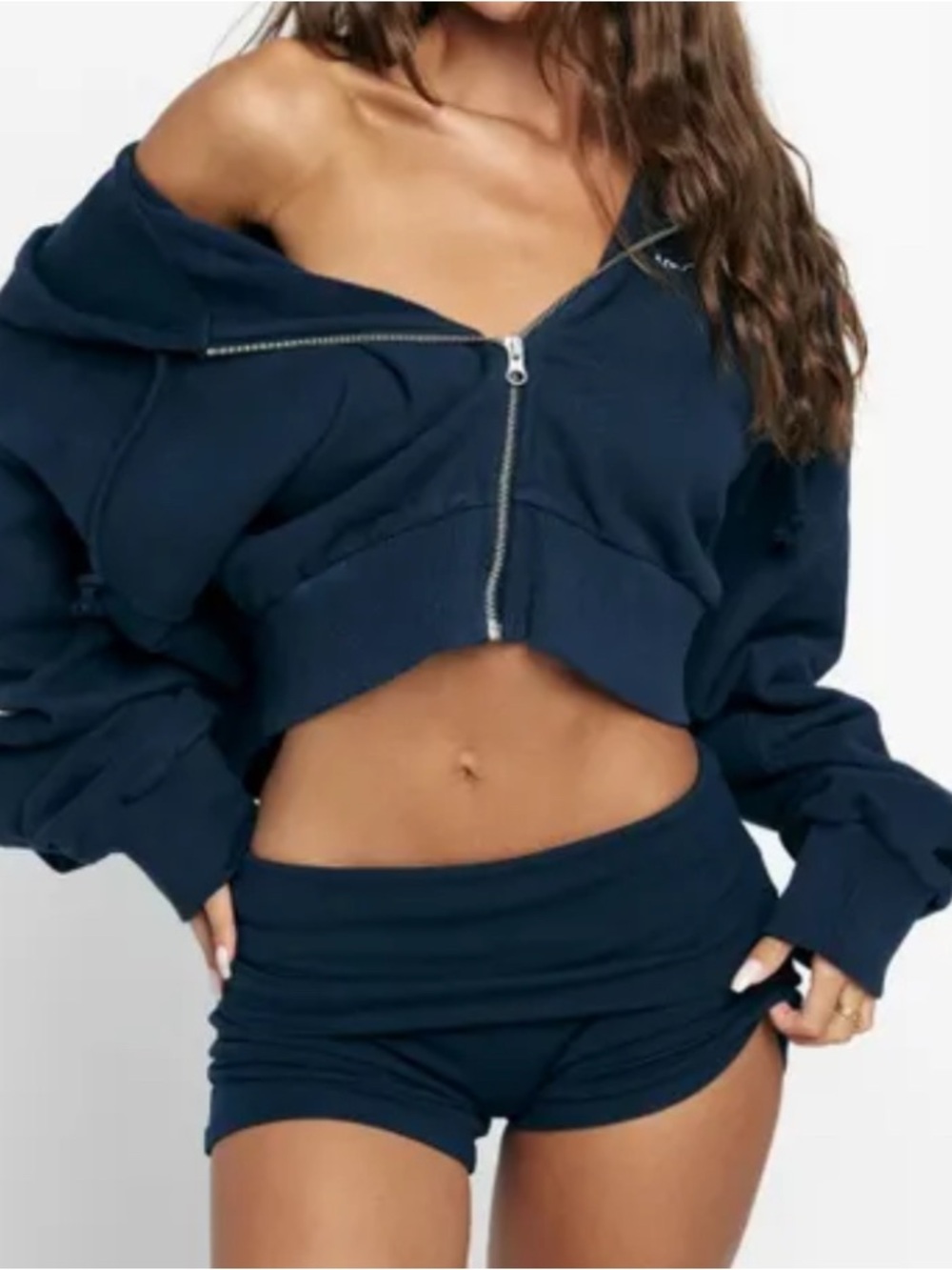 PINK Victoria Secret CAMPUS FLEECE SHRUNKEN FULL-ZIP HOODIE